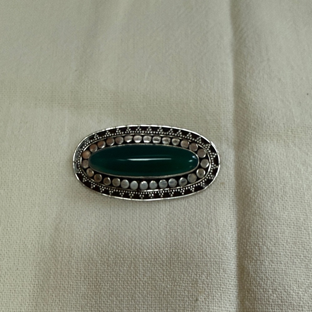 Vintage-Inspired Silver and Green Brooch